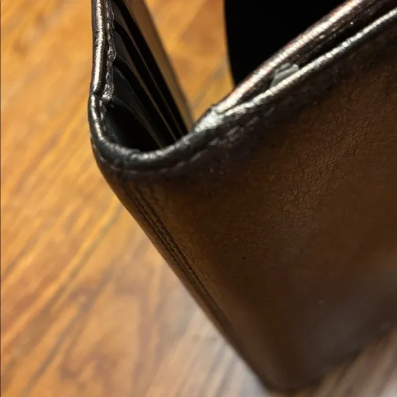 Coach Metallic Pewter Pebbled Leather Envelope Wallet - Silver Logo Hardware - Picture 11 of 16